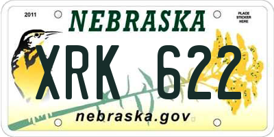 NE license plate XRK622