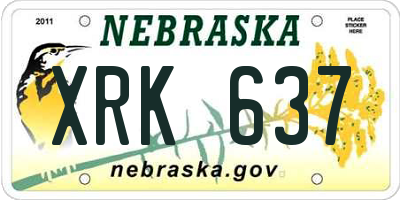NE license plate XRK637
