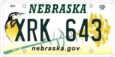 NE license plate XRK643