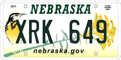 NE license plate XRK649