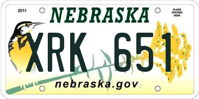 NE license plate XRK651