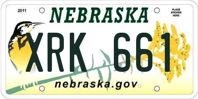 NE license plate XRK661