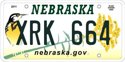 NE license plate XRK664