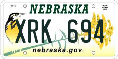 NE license plate XRK694