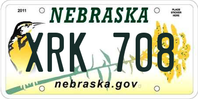 NE license plate XRK708