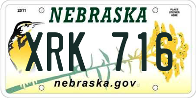 NE license plate XRK716