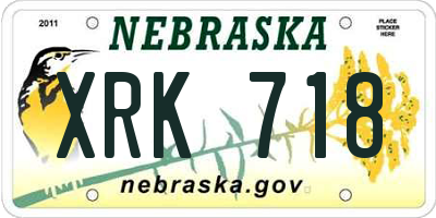 NE license plate XRK718