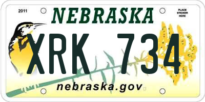 NE license plate XRK734