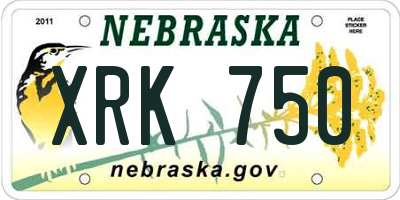 NE license plate XRK750