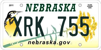 NE license plate XRK755