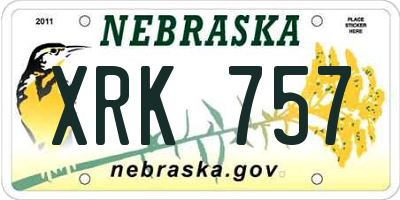 NE license plate XRK757