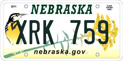 NE license plate XRK759
