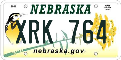 NE license plate XRK764
