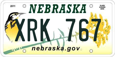 NE license plate XRK767