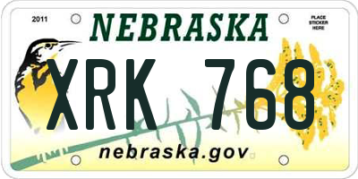 NE license plate XRK768