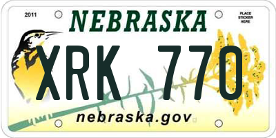 NE license plate XRK770