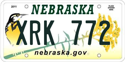 NE license plate XRK772