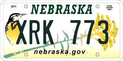 NE license plate XRK773