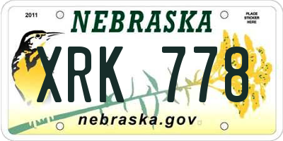 NE license plate XRK778