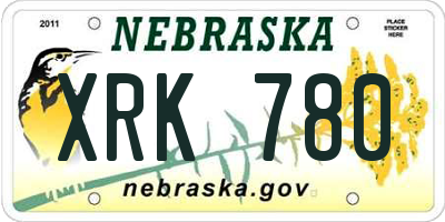 NE license plate XRK780
