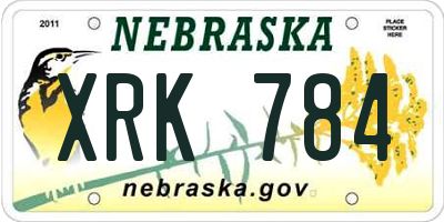 NE license plate XRK784