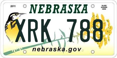 NE license plate XRK788