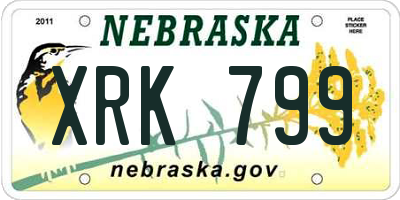 NE license plate XRK799