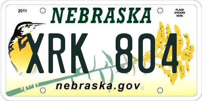 NE license plate XRK804