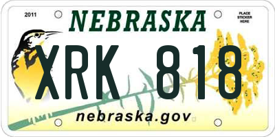 NE license plate XRK818