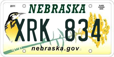 NE license plate XRK834
