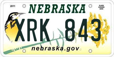 NE license plate XRK843