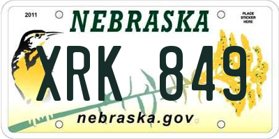 NE license plate XRK849