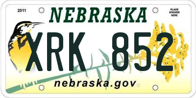 NE license plate XRK852