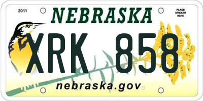 NE license plate XRK858