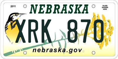 NE license plate XRK870