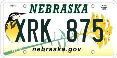 NE license plate XRK875