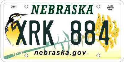 NE license plate XRK884