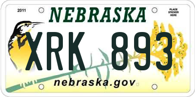 NE license plate XRK893