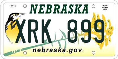NE license plate XRK899