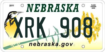 NE license plate XRK908