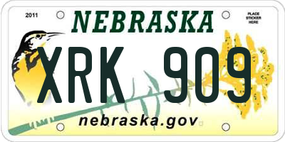 NE license plate XRK909