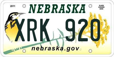 NE license plate XRK920