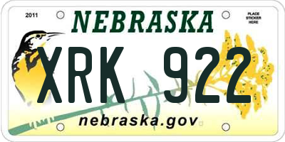 NE license plate XRK922