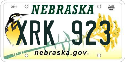 NE license plate XRK923