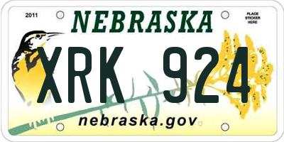 NE license plate XRK924