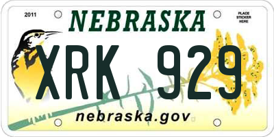 NE license plate XRK929