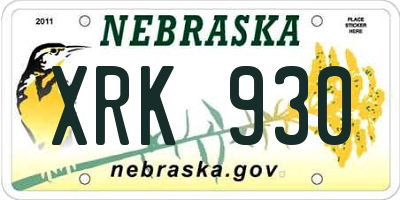 NE license plate XRK930