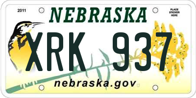 NE license plate XRK937