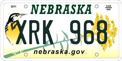 NE license plate XRK968