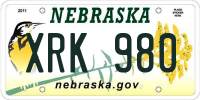 NE license plate XRK980